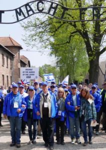 Image of Start of adult March of the Living from Auschwitz, led by survivor Sid Handler