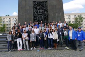 Image of Adult March of the Living Group in Front of Warsaw Ghetto Uprising Monument