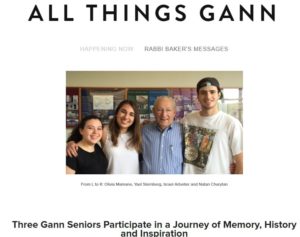 Three Gann Seniors Participate in a Journey of Memory, History and Inspiration