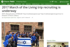 Sharon Patch: 2017 March of the Living Trip Recruiting is Underway