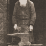 Image of Berl Cyn, age 87, the oldest blacksmith in the town. Nowe Miasto, 1925.
