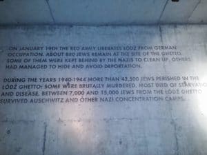 Image of Lodz Holocaust memorial at Radegast train station where Approximately 200,000 Polish, Austrian, German, Luxemburg and Czech Jews passed through the station on the way to their deaths in the period from January 16, 1942, to August 29, 1944.