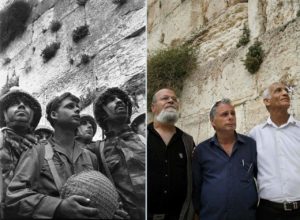 Image of IDF soldiers who helped liberate Jerusalem in 1967 vs 2018.