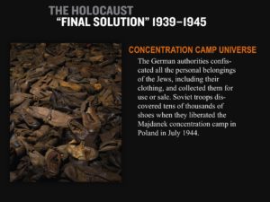 Image of USHMM presentation tracing the history of the holocaust and Kempner Family